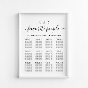 Póster Gráfico de Asientos de Boda de Mesa 12 Personas Fa