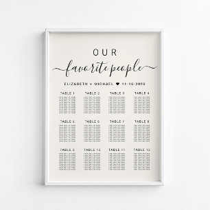 Póster Gráfico de Asientos de Boda de Mesa 12 Personas Fa