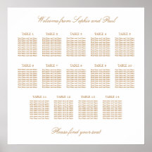 Gráfico de Asientos de Boda de Mesa 14 Beige Dorad