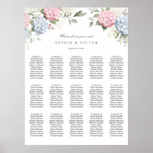 Póster Gráfico de Asientos de Boda de Mesa 15 Hortensia F