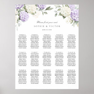 Póster Gráfico de Asientos de Boda de Mesa 15 Hortensia F