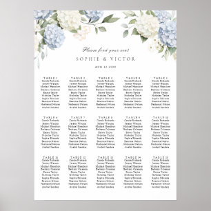 Póster Gráfico de Asientos de Boda de Mesa 15 Hortensia F