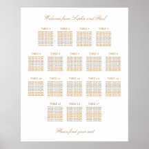 Gráfico de Asientos de Boda de Mesa 17 Beige Dorad