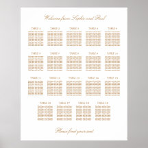 Gráfico de Asientos de Boda de Mesa 19 Beige Dorad