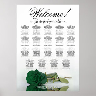 Póster Gráfico de Asientos de Boda de Mesa 19 Rosas Verde
