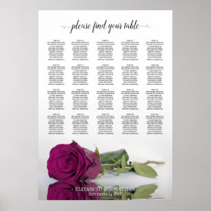 Póster Gráfico de asientos de Boda de mesa 20 Rosa púrpur