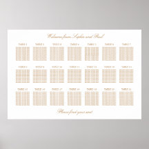 Gráfico de Asientos de Boda de Mesa 21 Beige Dorad