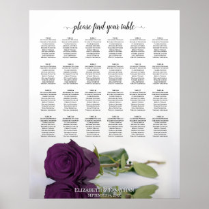 Póster Gráfico de Asientos de Boda de Mesa 24 Rosa Púrpur