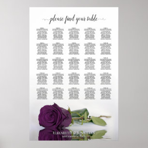 Póster Gráfico de Asientos de Boda de Mesa 25 Rosa Púrpur