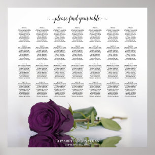Póster Gráfico de Asientos de Boda de Mesa 28 Rosa Púrpur