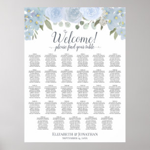 Póster Gráfico de Asientos de Boda de Mesa 29 con Floral