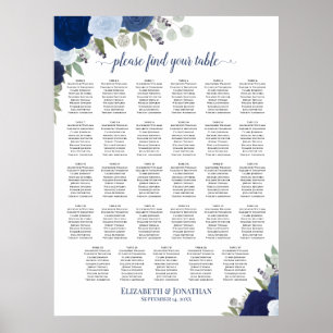 Póster Gráfico de Asientos de Boda de Mesa 29 Floral Boho