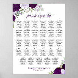 Póster Gráfico de Asientos de Boda de Mesa 29 Floral Boho