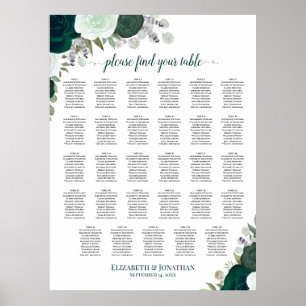 Póster Gráfico de Asientos de Boda de Mesa 29 Floral Boho