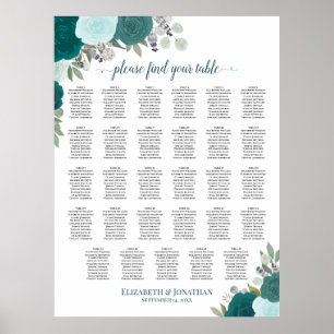 Póster Gráfico de Asientos de Boda de Mesa 29 Floral Boho