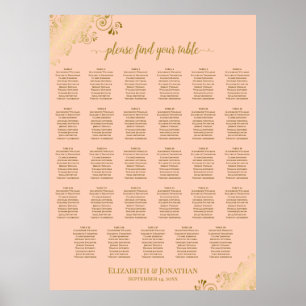 Póster Gráfico de Asientos de Boda de Mesa 29 Gold & Cora