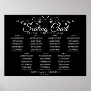 Póster Gráfico de Asientos de Boda de Mesa 7 Chic Plata s