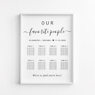 Póster Gráfico de Asientos de Boda de Mesa 8 Personas Fav