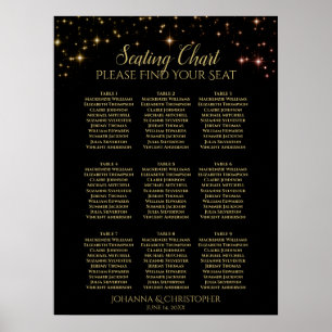 Póster Gráfico de Asientos de Boda de Mesa 9 Brillos Bril
