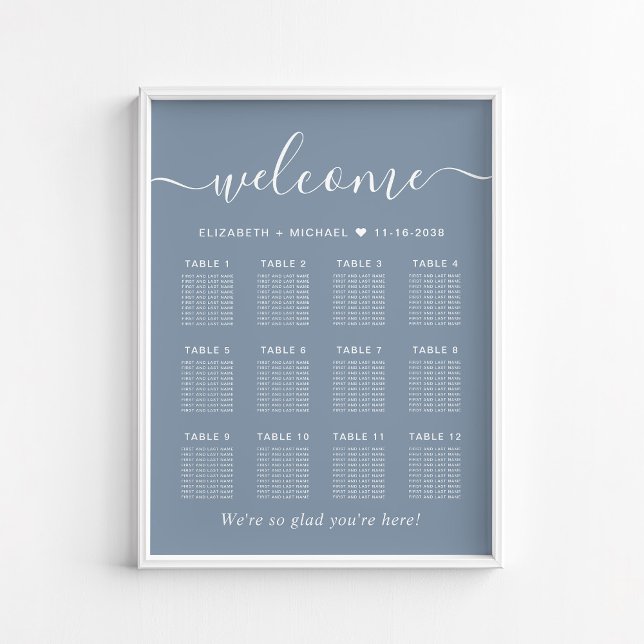 Póster Gráfico de Asientos de Boda de Mesa Chic Dusty Blu (Subido por el creador)