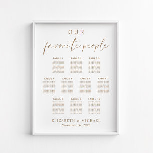 Póster Gráfico de Asientos de Boda de Mesa Chic Gold Scri