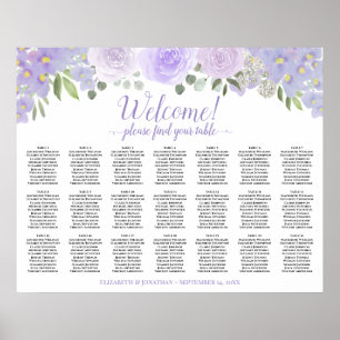 Póster Gráfico de Asientos de Boda de Mesa con Rosas Boho