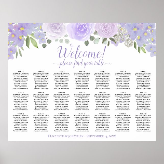 Póster Gráfico de Asientos de Boda de Mesa con Rosas Boho (Frente)
