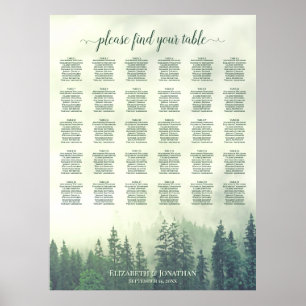 Póster Gráfico de Asientos de Boda de Mesa de 30 Bosque d
