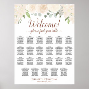 Póster Gráfico de Asientos de Boda de Mesa Floral Melocot