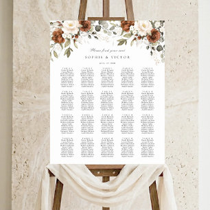 Póster Gráfico de Asientos de Boda de Mesa Floral Óxido B