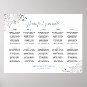 Póster Gráfico de asientos de Boda de mesa Frilly 10 Blan
