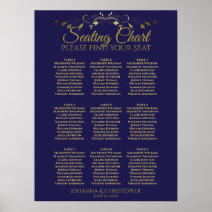 Póster Gráfico de Asientos de Boda de Mesa Simple Dorado 