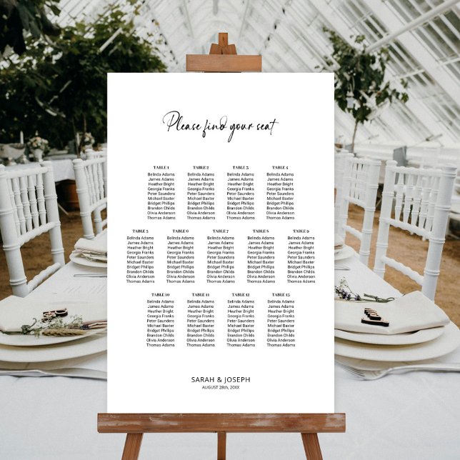 Póster Gráfico de Asientos de Boda de Mesa Simple y Elega (Subido por el creador)