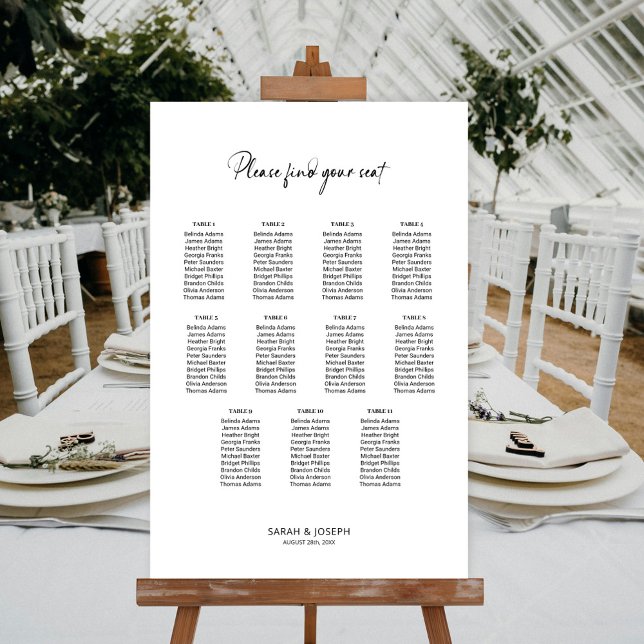 Póster Gráfico de Asientos de Boda de Mesa Simple y Elega (Subido por el creador)