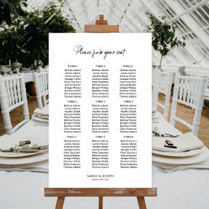 Póster Gráfico de Asientos de Boda de Mesa Simple y Elega