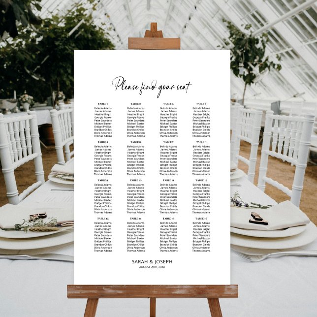 Póster Gráfico de Asientos de Boda de Mesa Simple y Elega (Subido por el creador)
