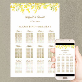 Póster Gráfico de Asientos de Boda de Mimosa Amarilla