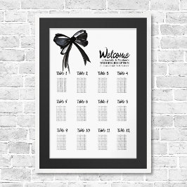 Póster Gráfico de asientos de Boda de Moda Black Bow