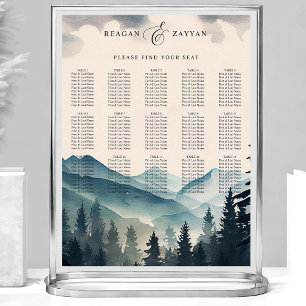 Póster Gráfico de Asientos de Boda de Montaña de Pino Acu