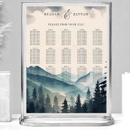 Póster Gráfico de Asientos de Boda de Montaña de Pino en