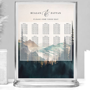 Póster Gráfico de Asientos de Boda de Montañas al Acuarel