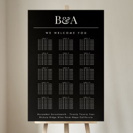 Póster Gráfico de asientos de Boda de nombres clásicos en