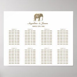Póster Gráfico de Asientos de Boda de Oro Simple