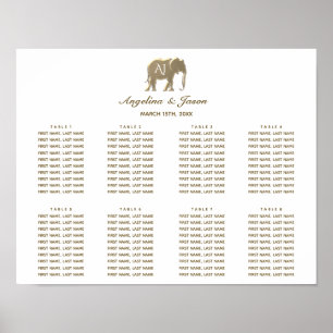 Póster Gráfico de Asientos de Boda de Oro Simple