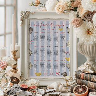 Póster Gráfico de Asientos de Boda de Ostras con Franja A