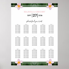 Póster Gráfico de asientos de Boda de Plumeria Rosa Frang