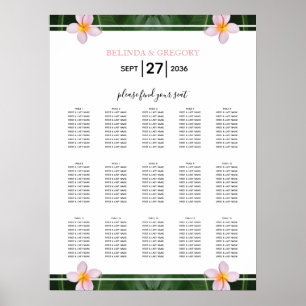 Póster Gráfico de asientos de Boda de Plumeria Rosa Frang