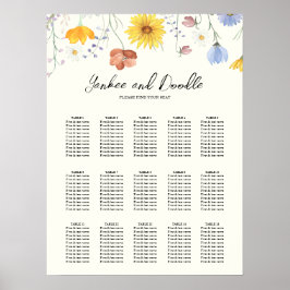 Póster Gráfico de asientos de boda de primavera con flore