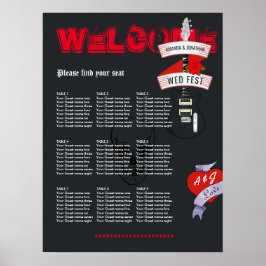 Póster Gráfico de Asientos de Boda de Rock and Roll