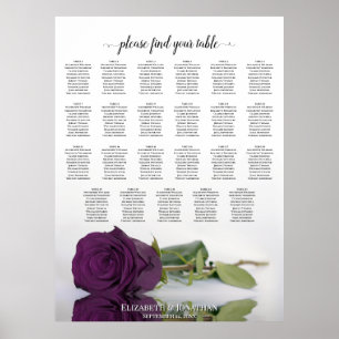Póster Gráfico de Asientos de Boda de Rosa Púrpura Ciruel